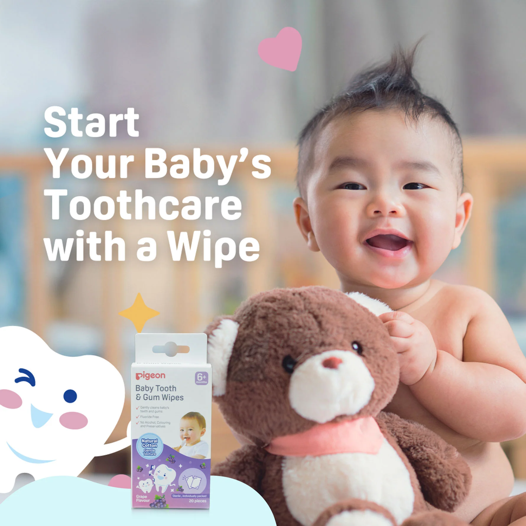 Baby Tooth & Gum Wipes Grape 20S (EN) - Image 3