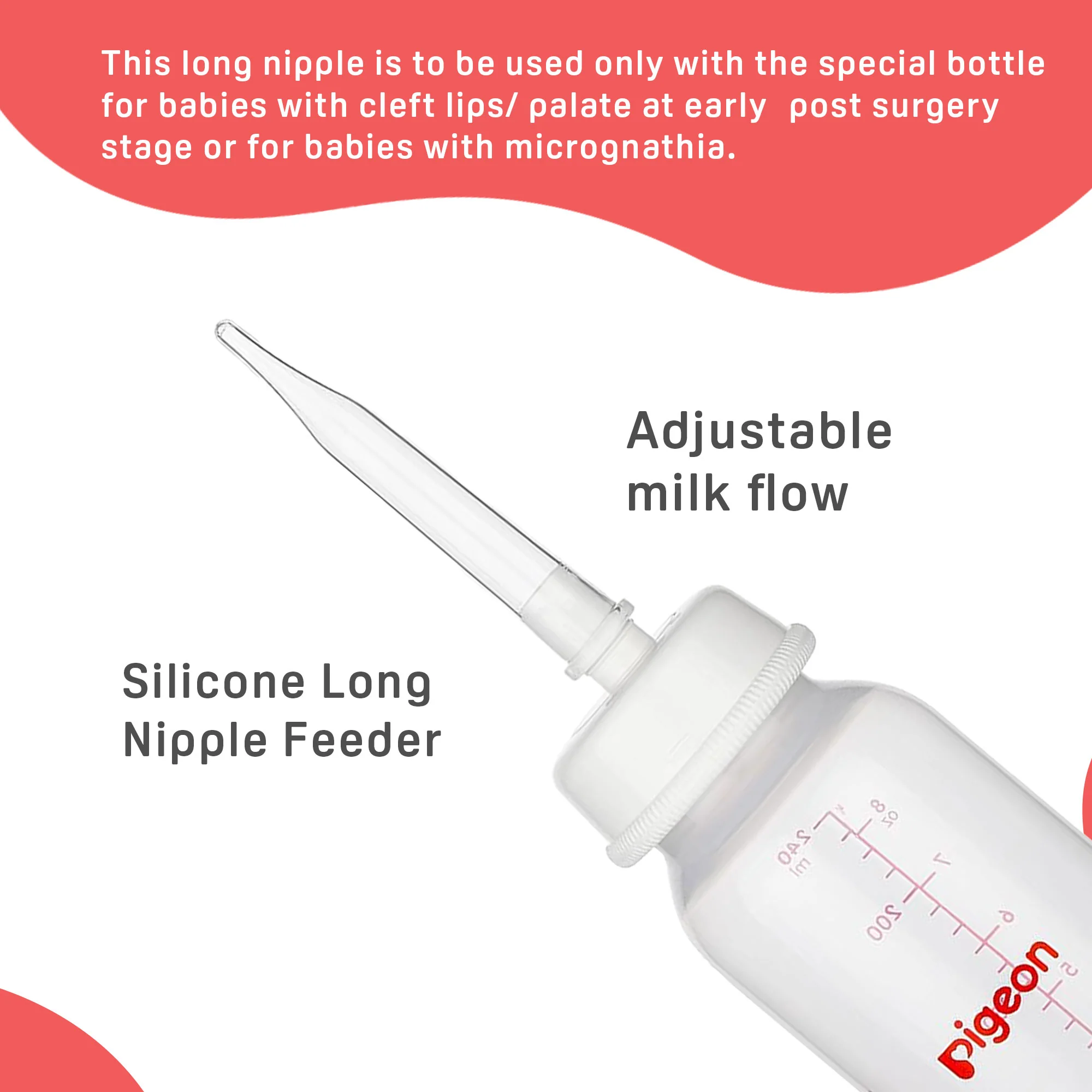 Feeder w/Long Nipple for Cleft Palate 240ml - Image 4