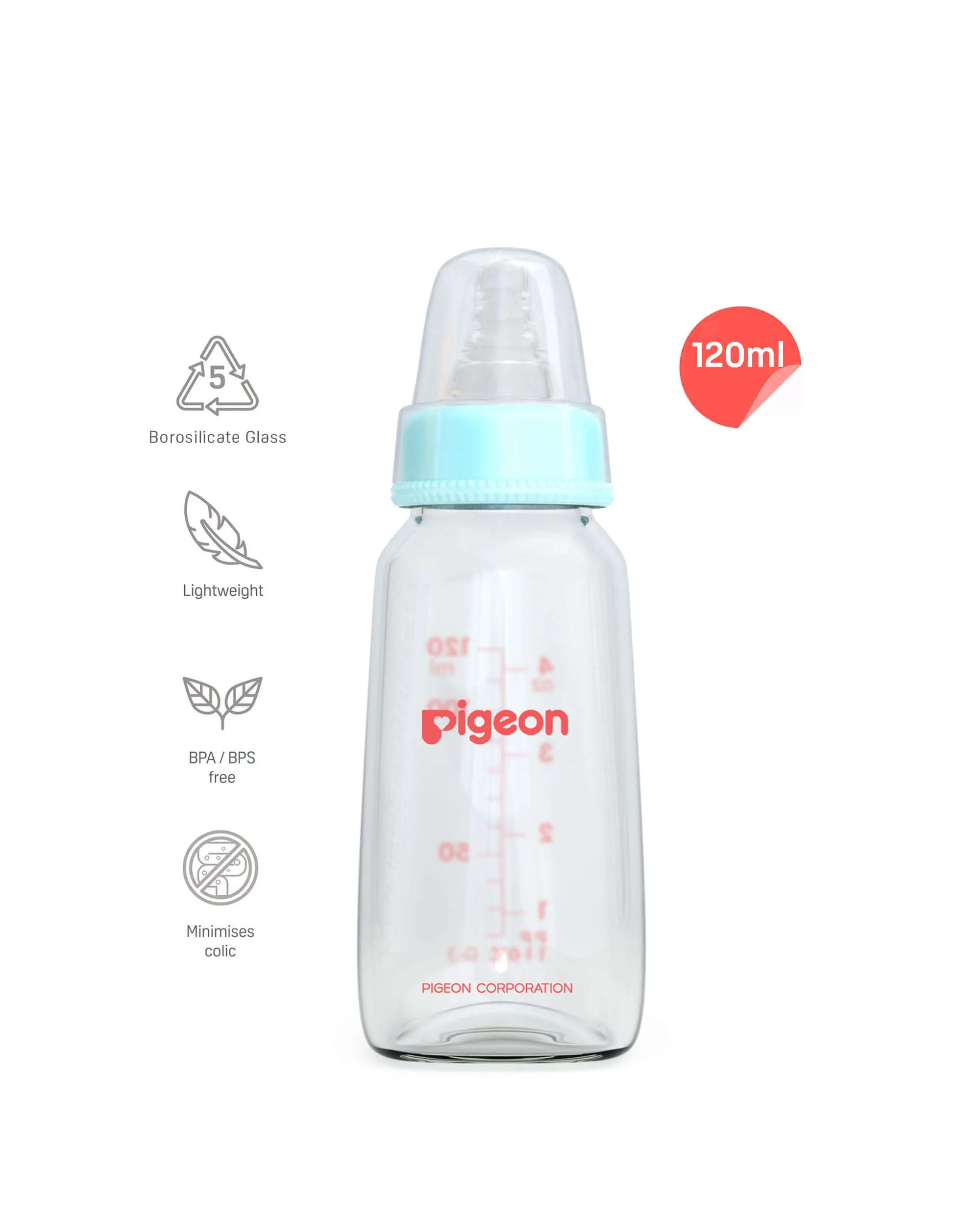 Glass Feeding Bottle 120ml with Add Nipple S - Image 3