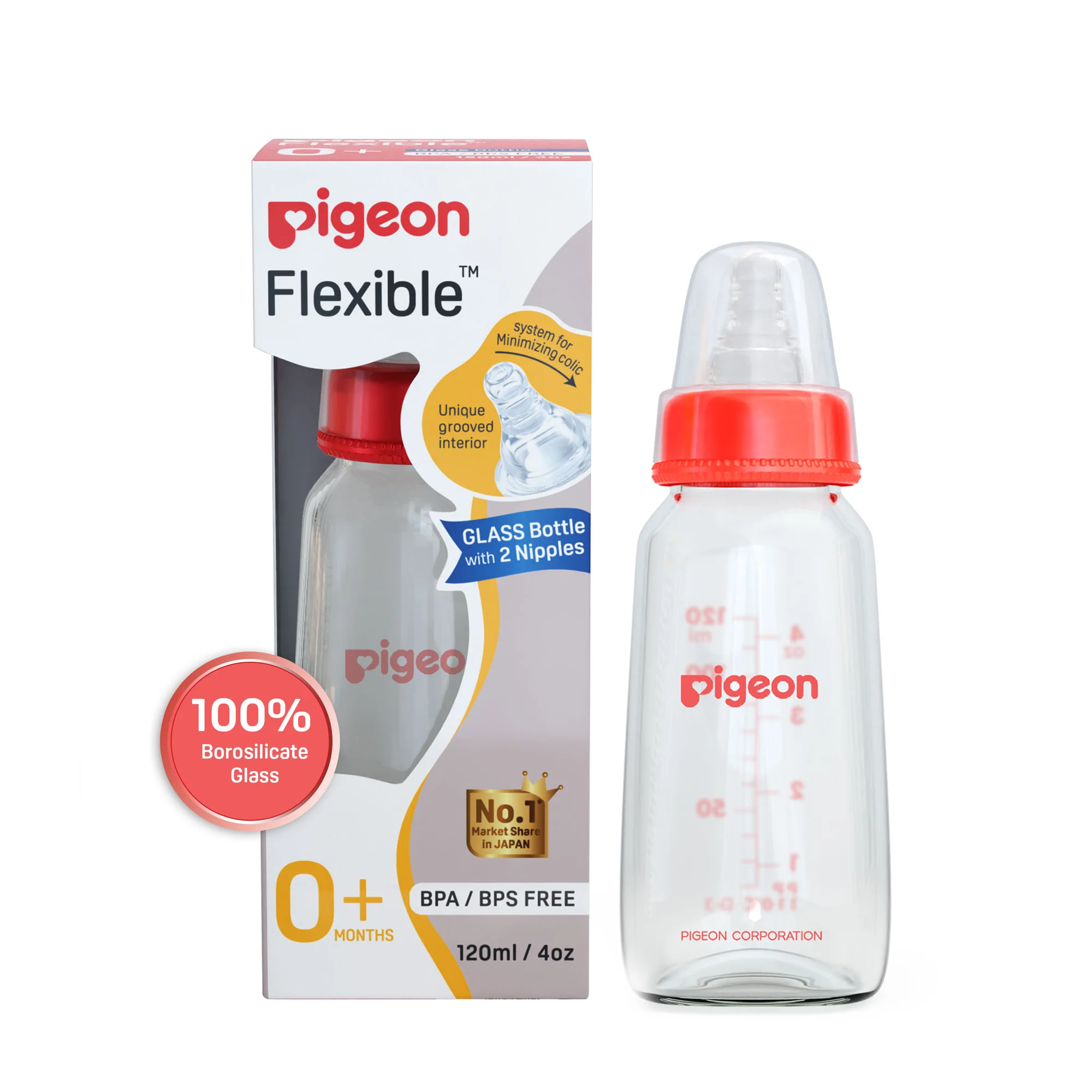 Glass Feeding Bottle 120ml with Add Nipple S - Image 5