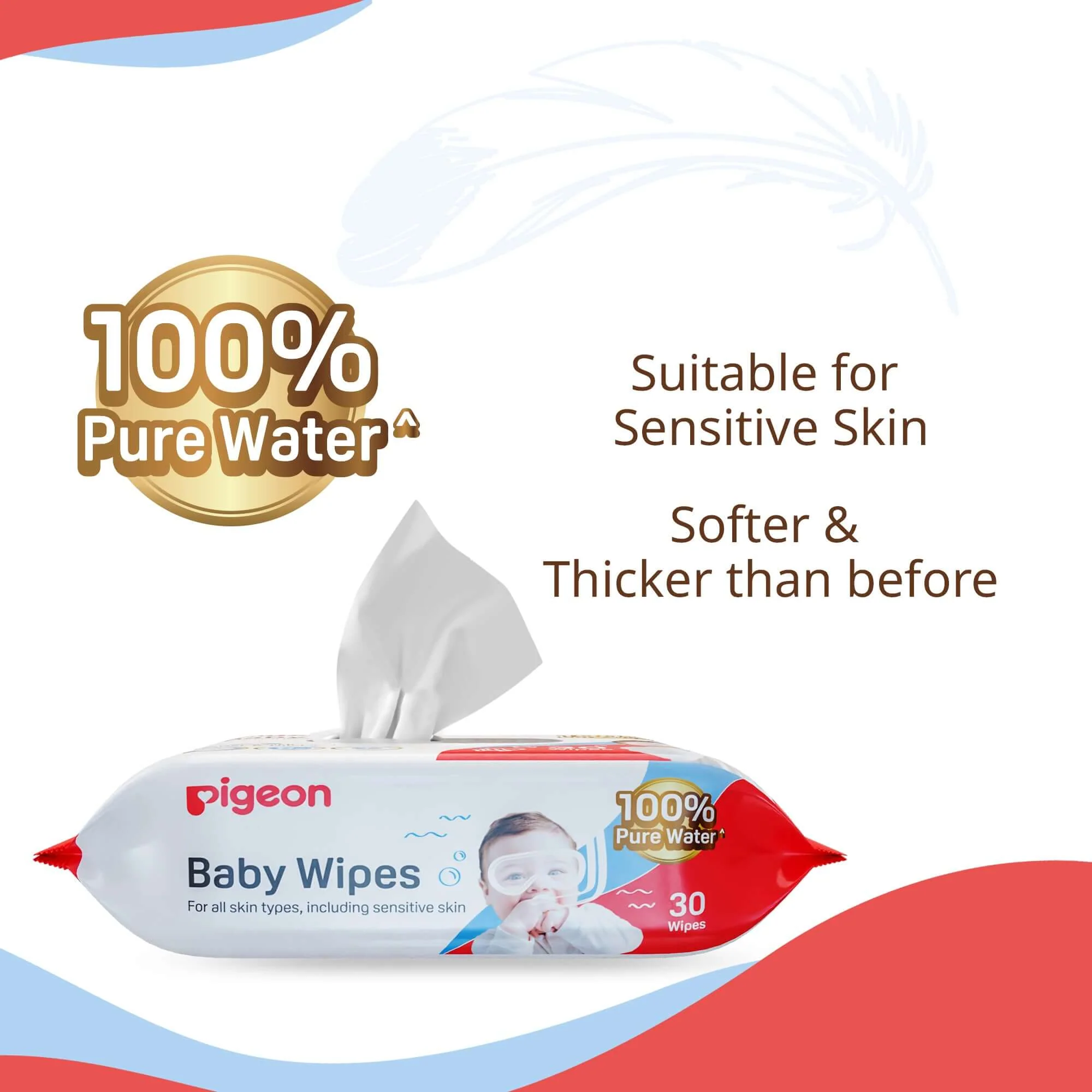 Pigeon Baby Wipes Pure Water 30S Sheets - Image 4