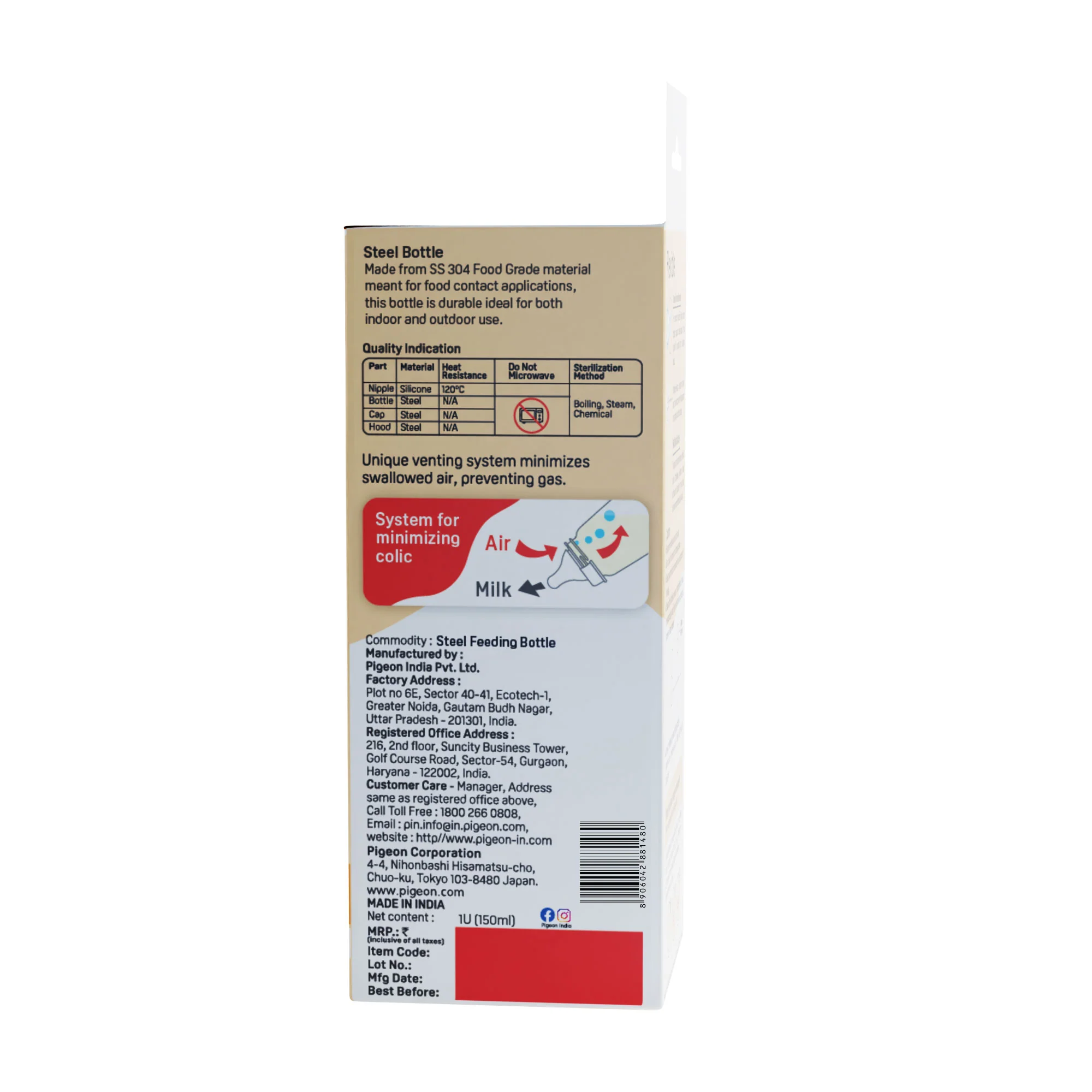 Slim Neck Steel Feeding Bottle 150ml S - Image 7